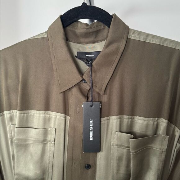 ⭕️ DIESEL Dress Olive green Satin Medium - Picture 7 of 11